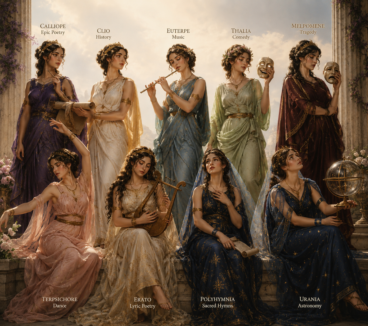 The Nine Muses Divine Portal: Goddesses of Inspiration, Eloquence, and Radiant Expression